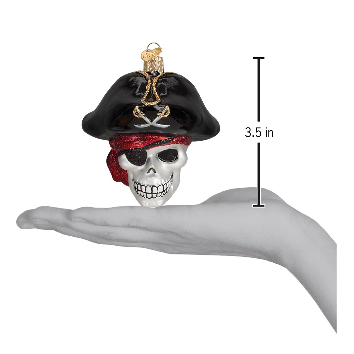 Jolly Roger Ornament 3.5 x 3.5 x 3 Inches