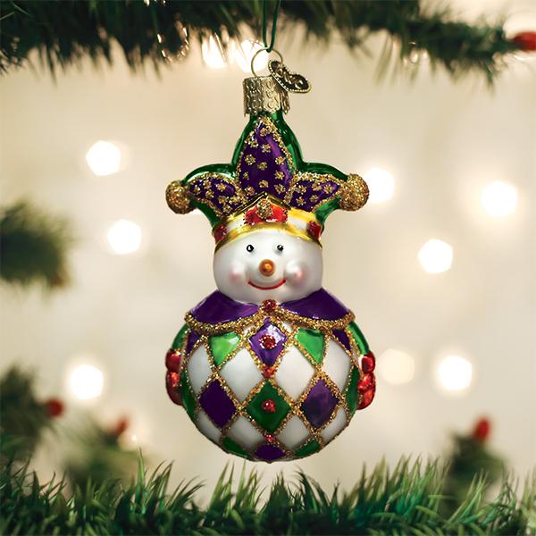 Harlequin Snowman Ornament