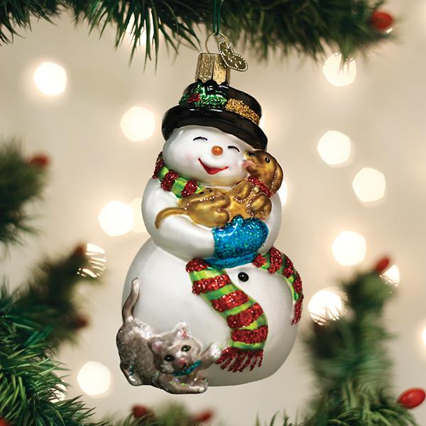 Snowman-With-Playful-Pets-Christmas-Ornaments