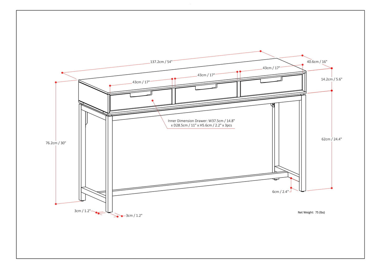 Banting - Wide Console Table - Walnut Brown