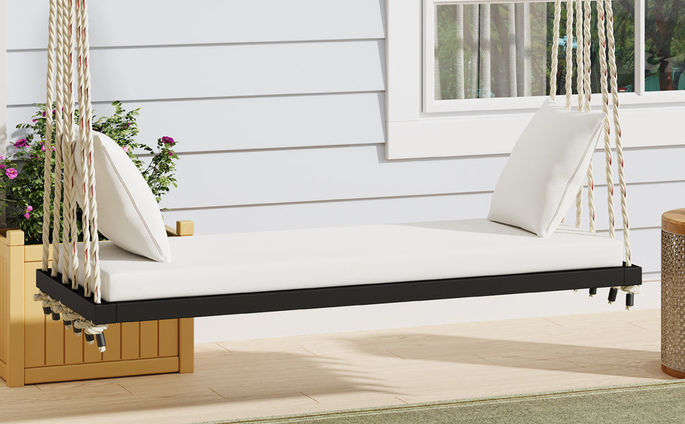 Patio Wooden Swing Chair Hanging Porch Swing Bench