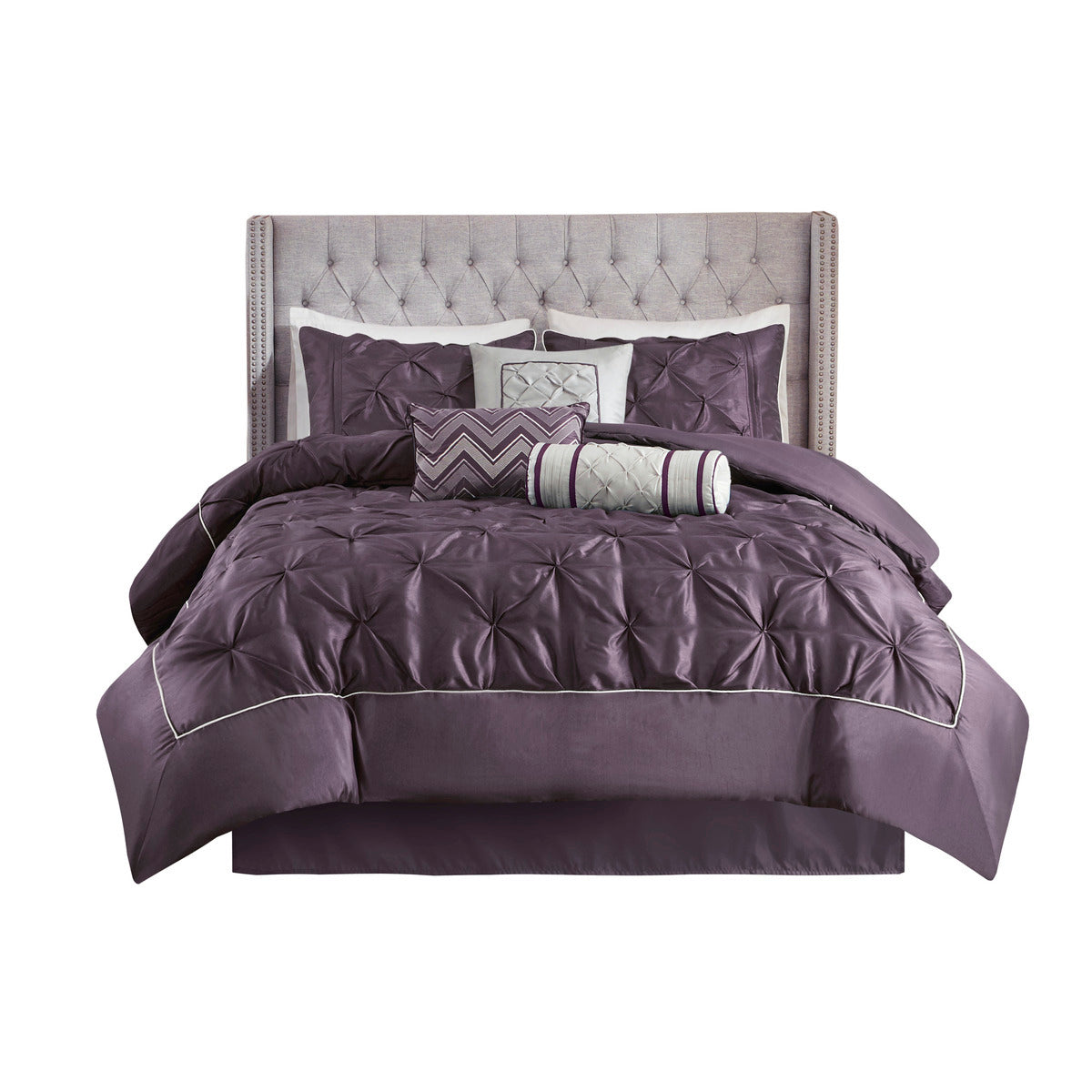 7 Piece Tufted Comforter Set Plum California King
