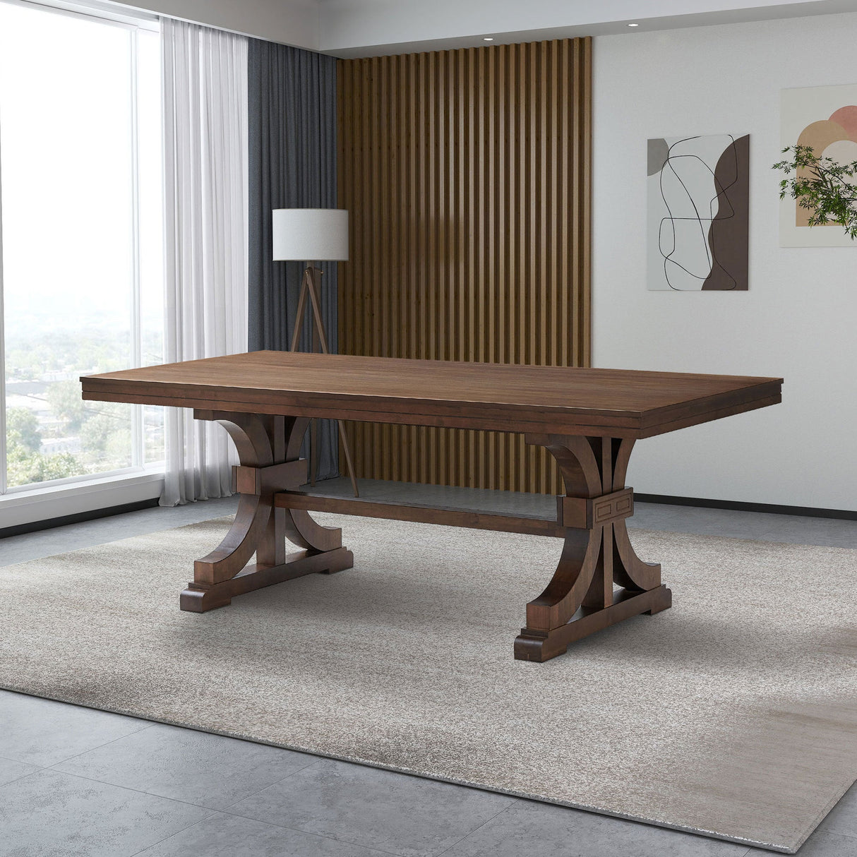 78.74" Rectangular Rubber Wood Dining Table for 6-8 in Oak