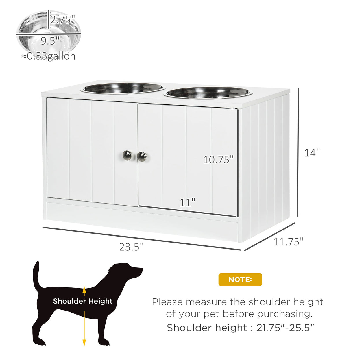 PawHut Large Elevated Dog Bowls with Storage Cabinet