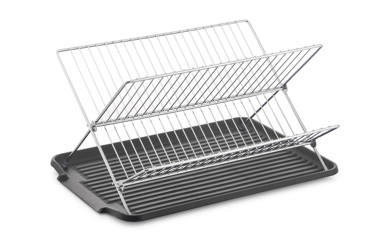 17 Inch X Shaped Stainless Steel 2-Tier Dish Rack for Kitchen Counter