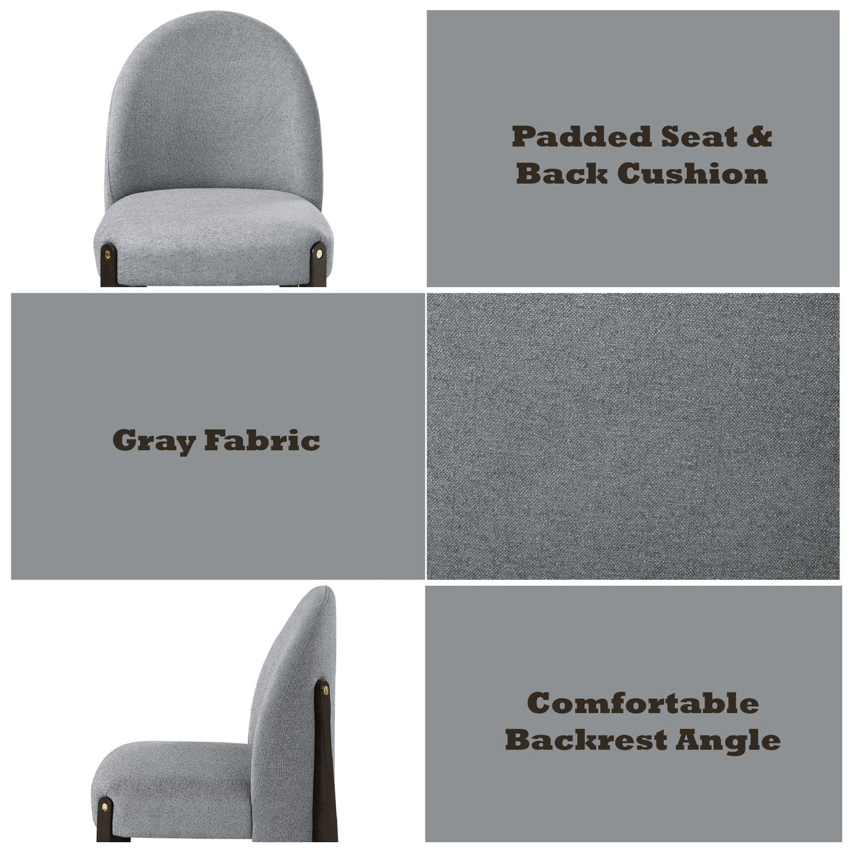 Clayten Gray Fabric and Espresso Finish Dining Chair (Set of 2)