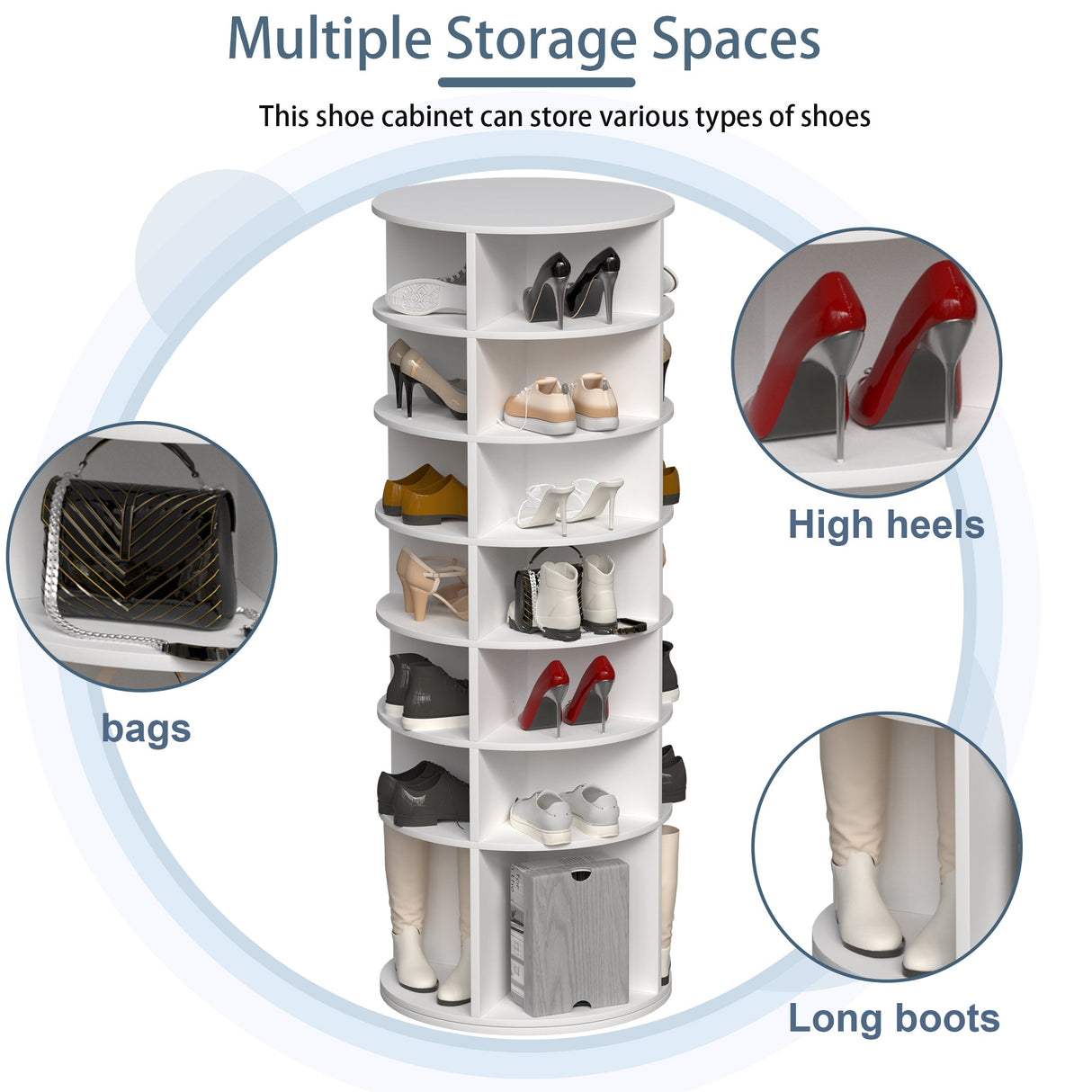 Rotating Shoe Rack Tower - 7-Tier Spinning Shoe Organizer