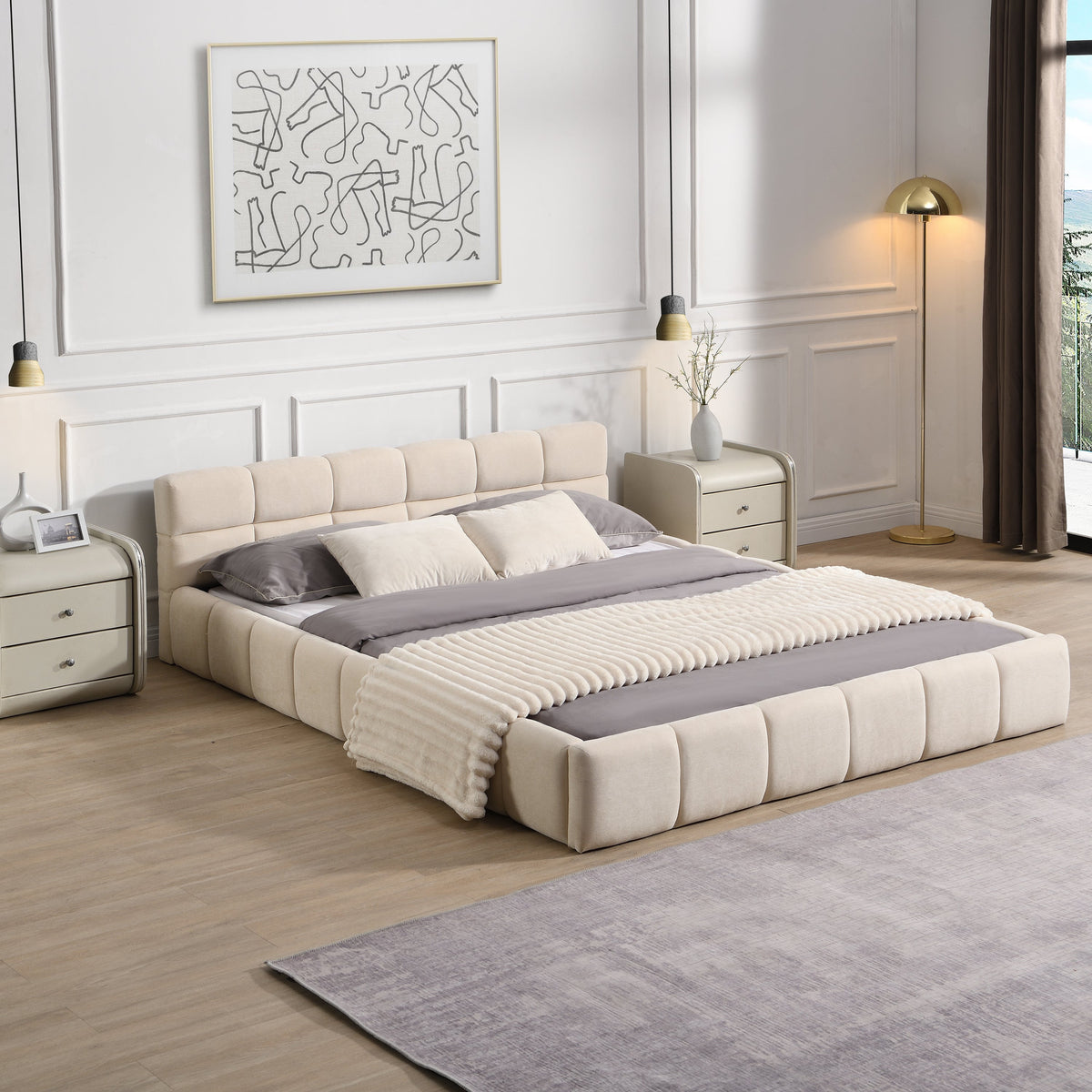 Elegant Chenille Upholstered Bed