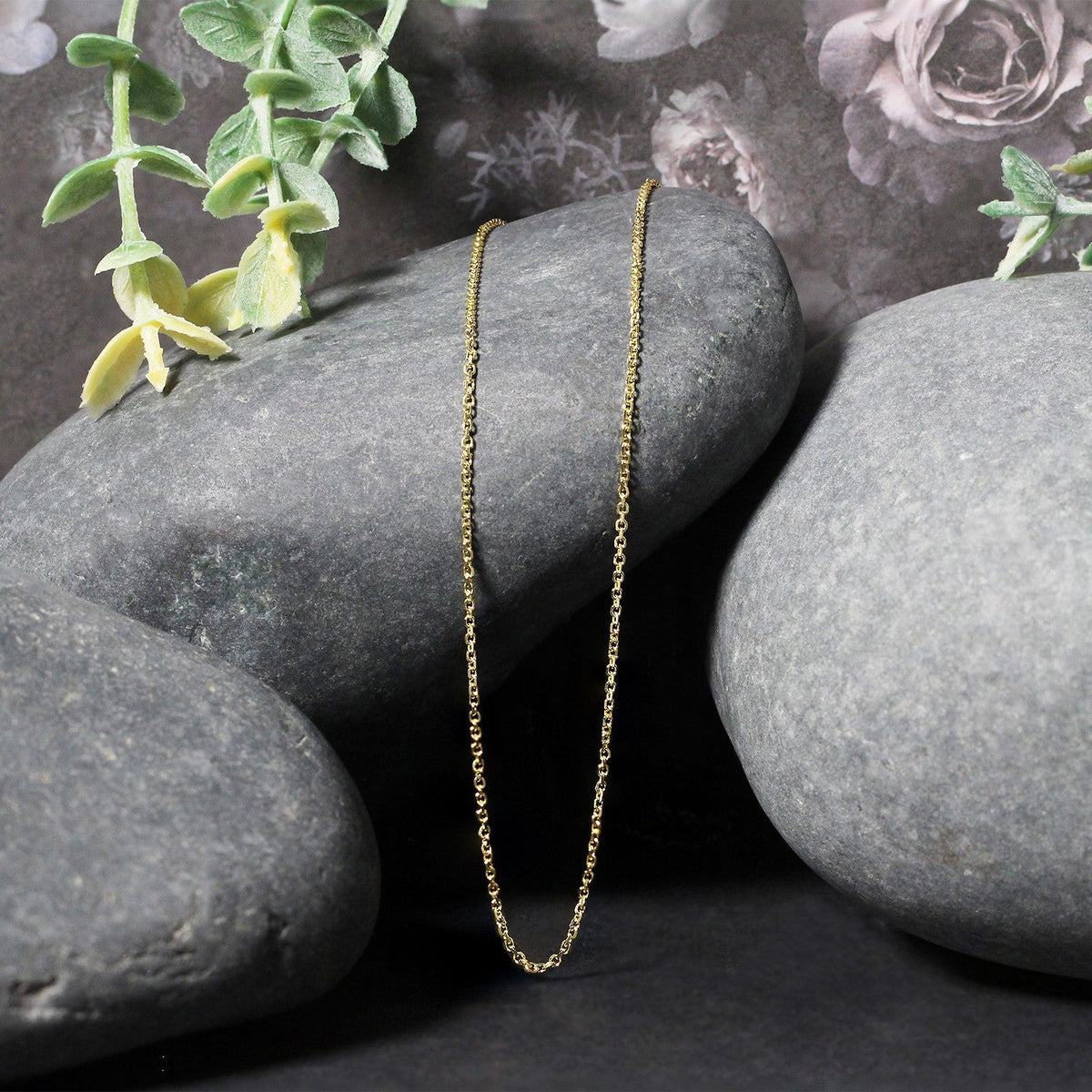 14k Yellow Gold Diamond Cut Cable Link Chain 1.1mm