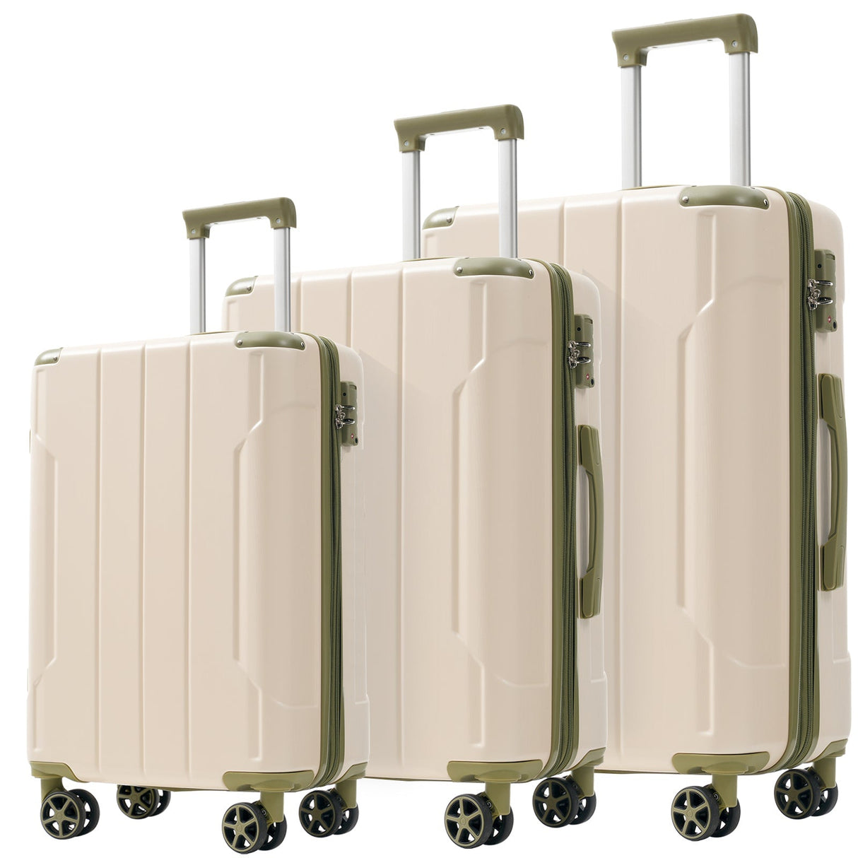 3-Piece Expandable Hard Shell ABS Luggage Set with TSA Lock (20/24/28 inch, White & Green)