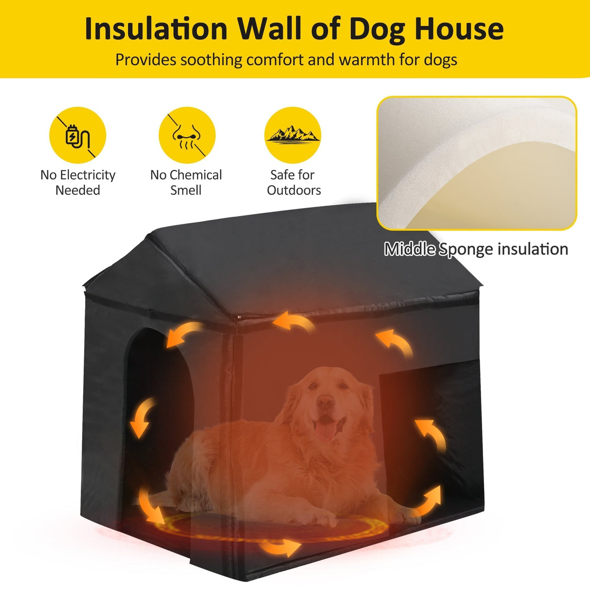 60.2' Large Outdoor Dog House with Insulated Liner for Winter