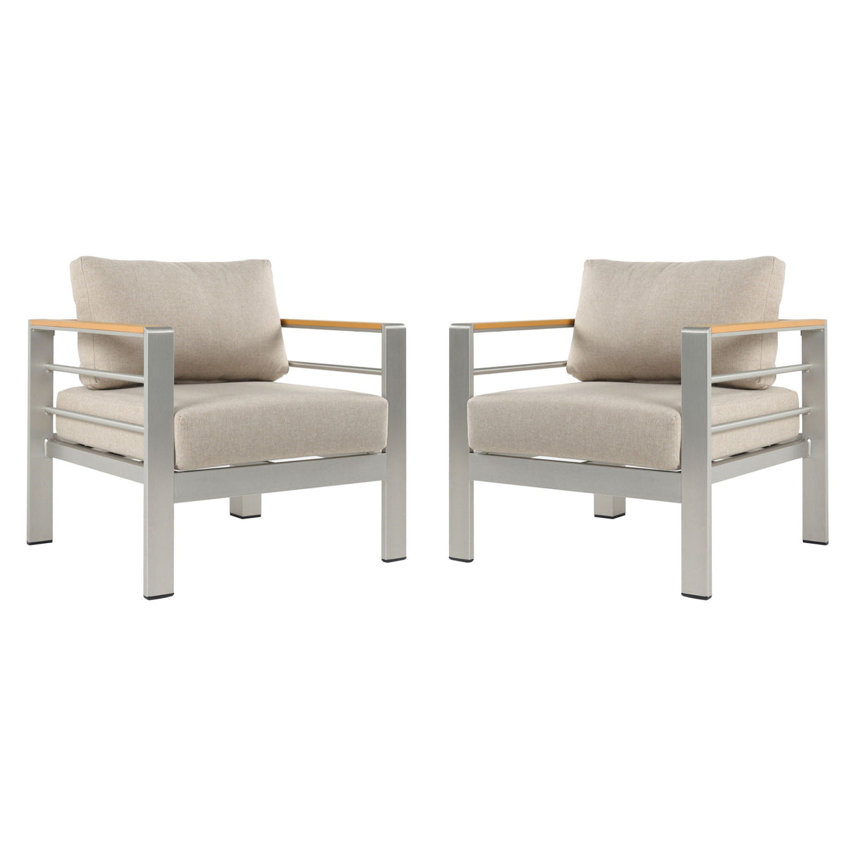 Cora Outdoor Aluminum Club Chair Set with Cushions