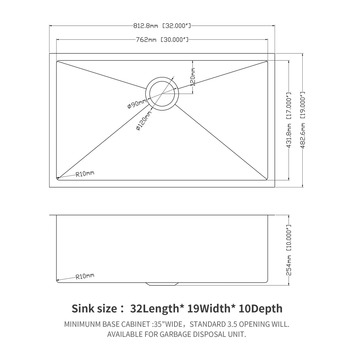 Modern Undermount Stainless Steel Kitchen Sink 16 Gauge, Deep Single Bowl