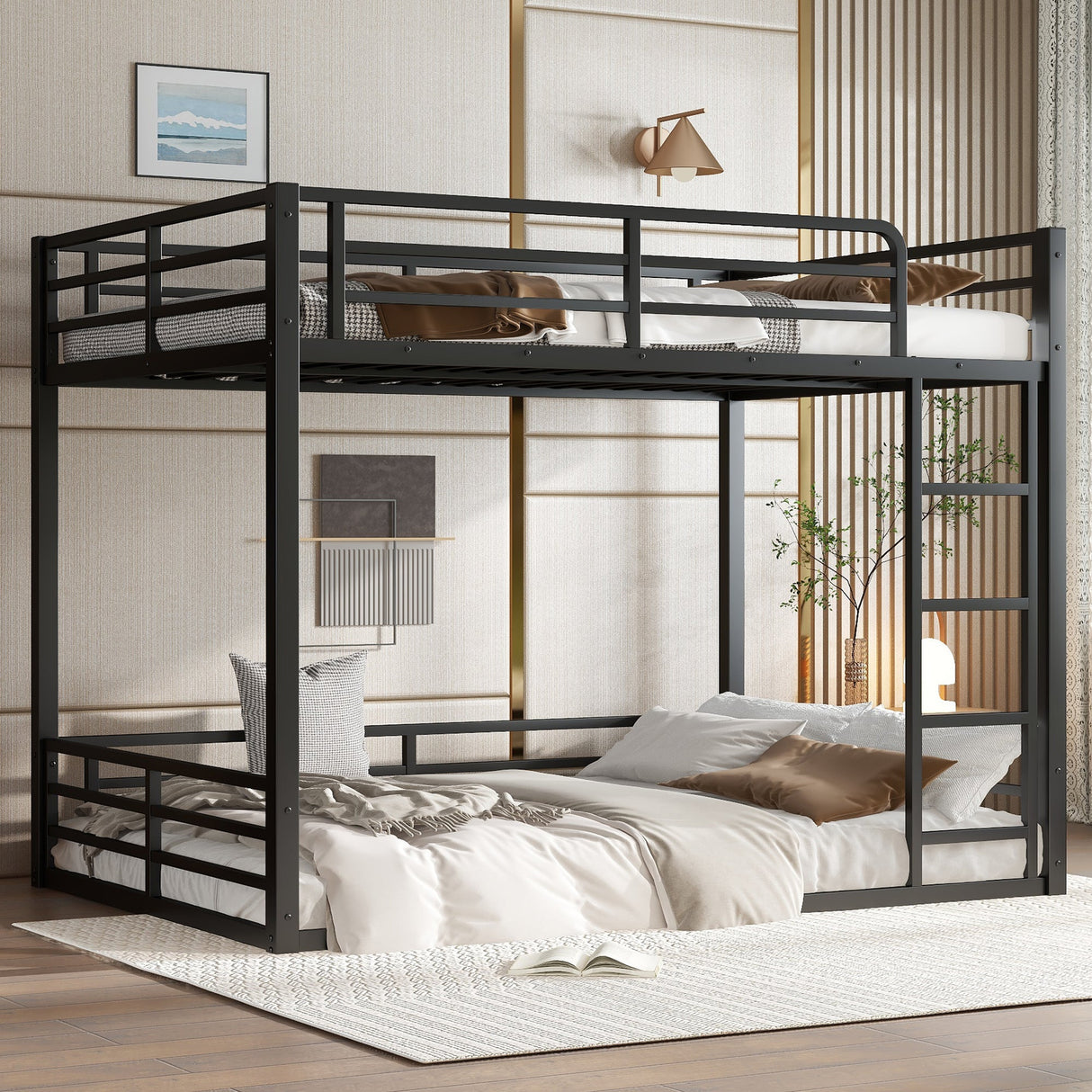 Metal Bunk Bed, Full XL Over Full XL Frame