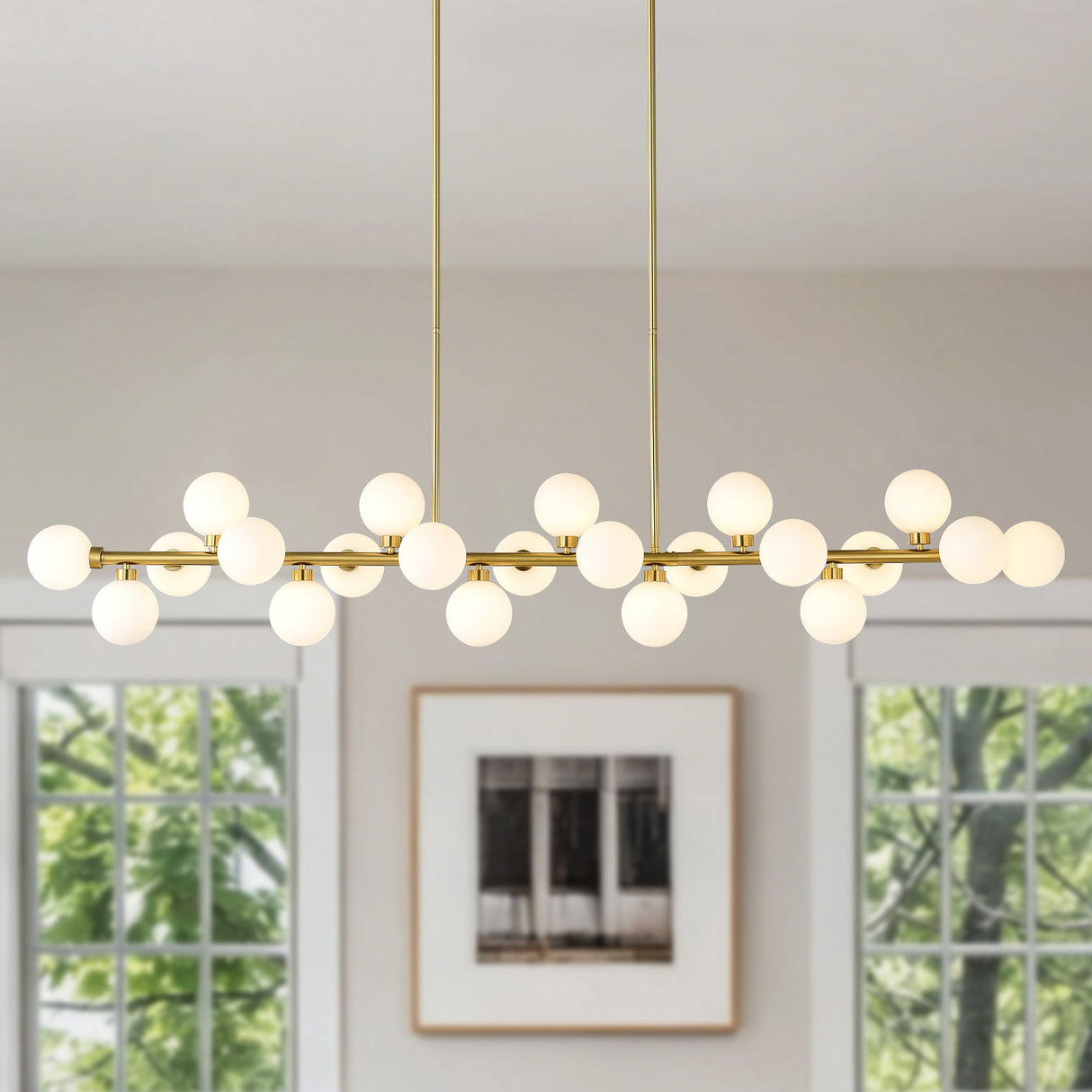 75.6'' Large Pendant Lamp with Opal Glass Shade
