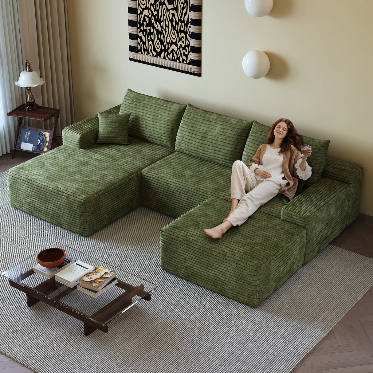 107" Cloud Sectional Sofa with Ottoman