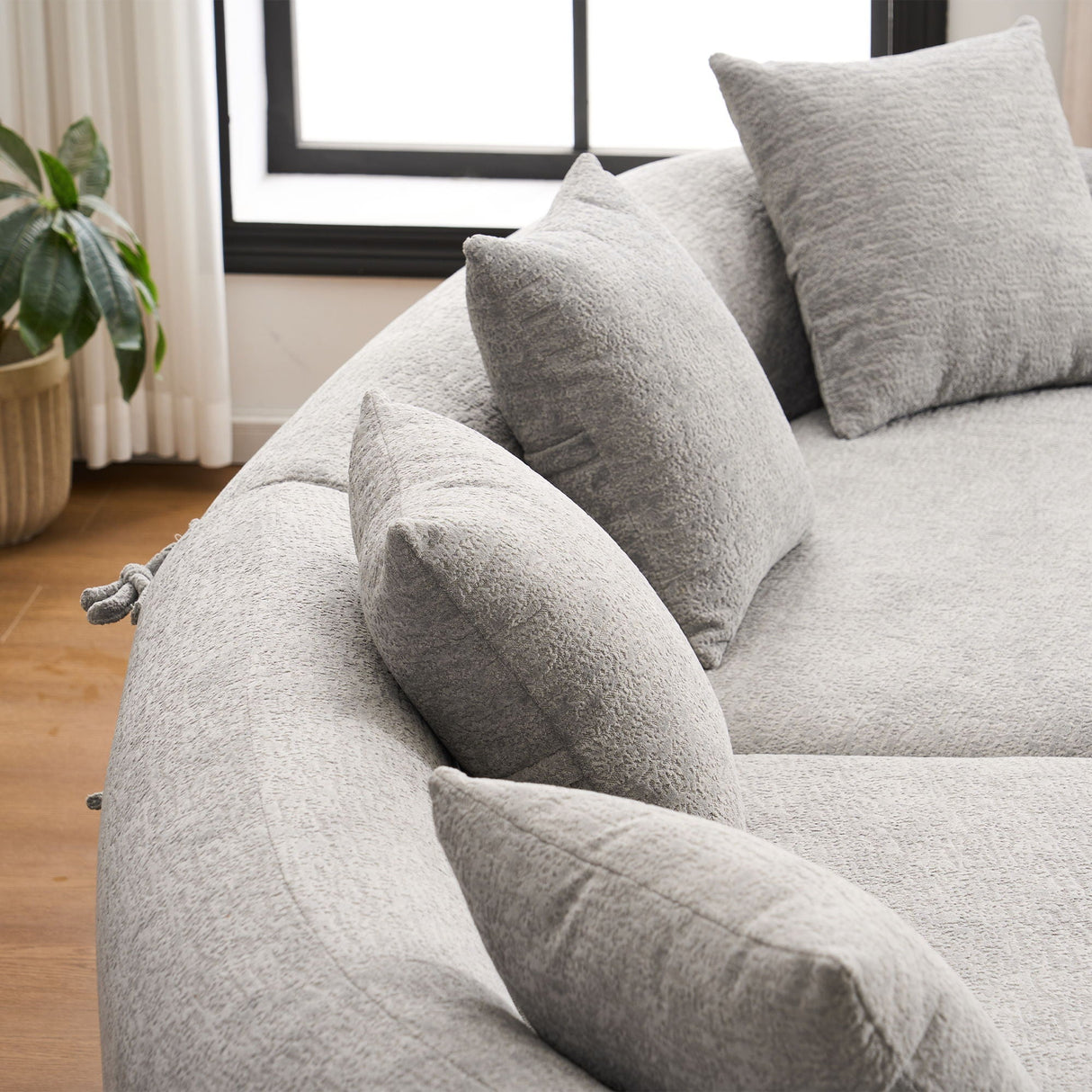 4 Seater Sofa With Fabric, 30D, 60 Hardness Full Sponge, 4 Pillow For Living Room, Home Furniture Sleeper Sectional Sofa For Apartment