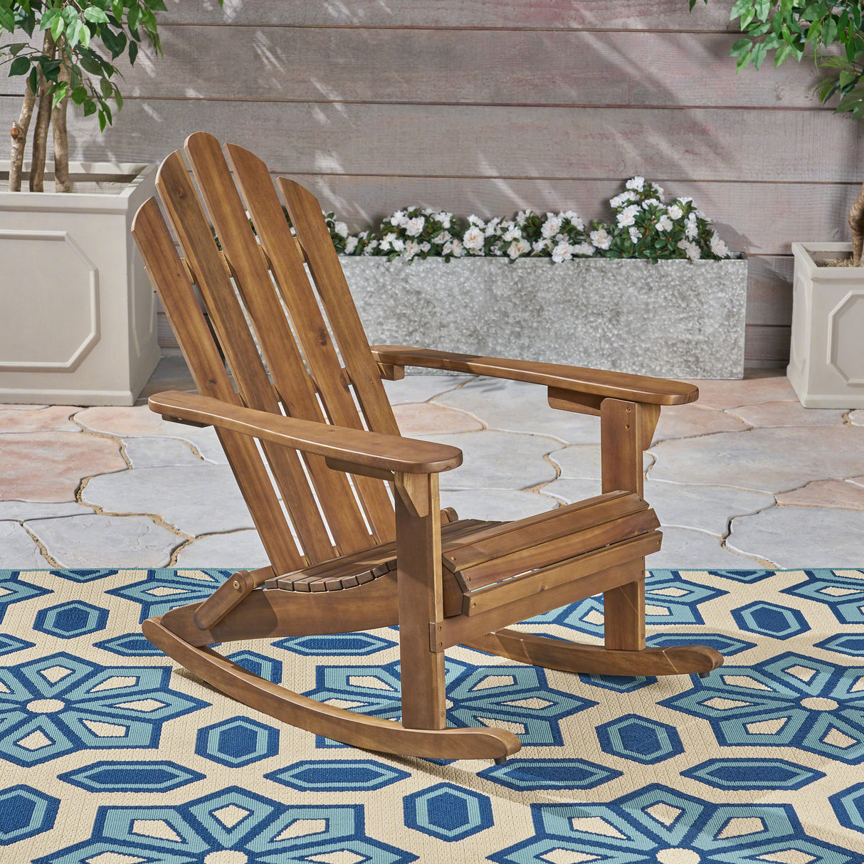 Hollywood Acacia Wood Adirondack Rocking Chair by Christopher Knight Home