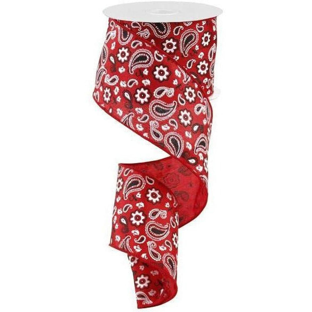 2.5" Bandana Print Ribbon: Red (10 Yards)