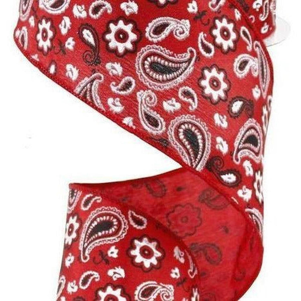 2.5" Bandana Print Ribbon: Red (10 Yards)