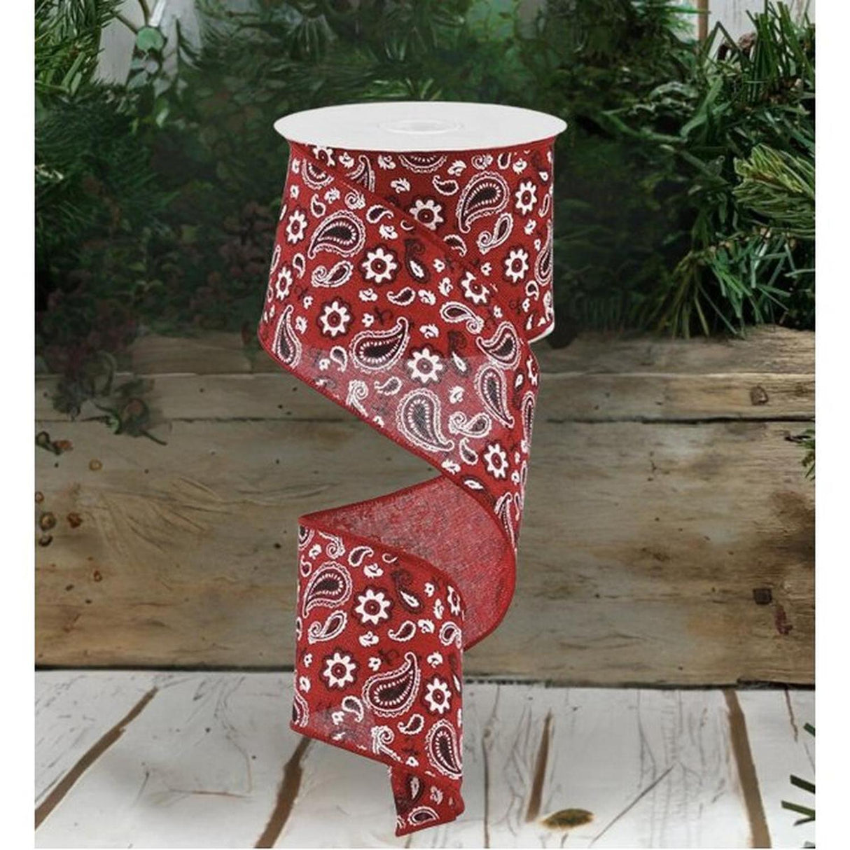 2.5" Bandana Print Ribbon: Red (10 Yards)
