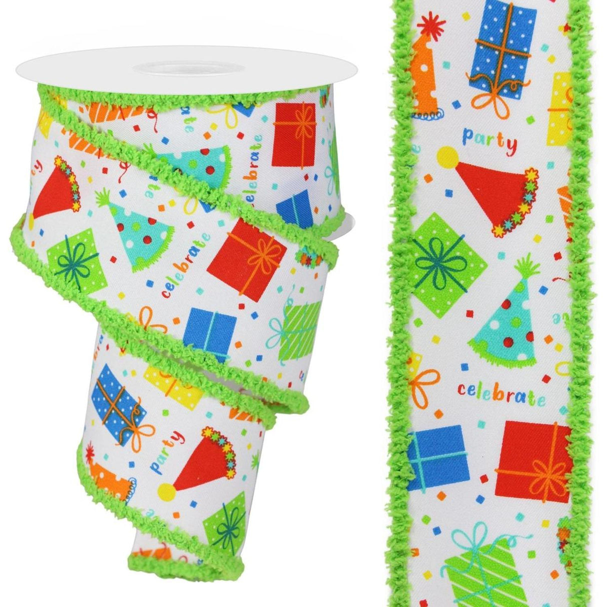 2.5" Birthday Party Gifts Ribbon: Primary Colors