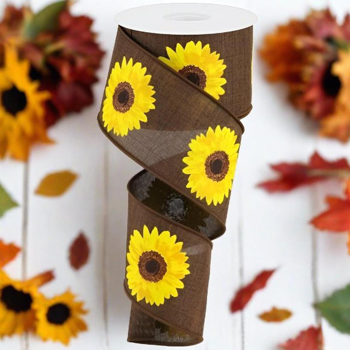 2.5" Bold Sunflower Ribbon: Dark Brown (10 Yards)