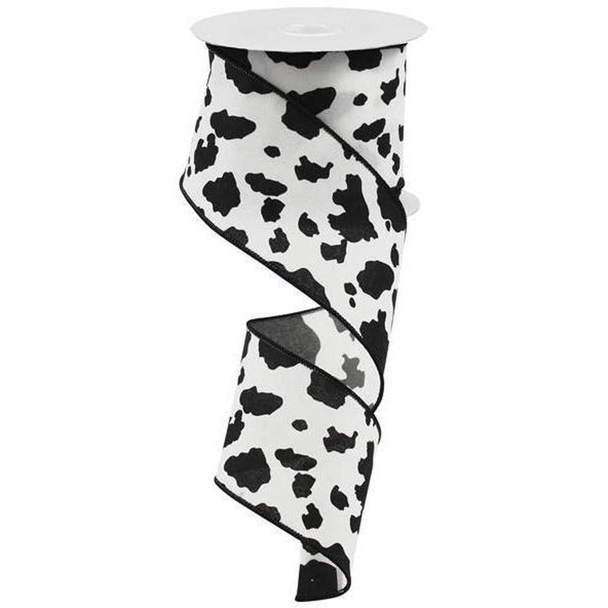 2.5" Cowhide Print Ribbon: Black & Ivory (10 Yards)