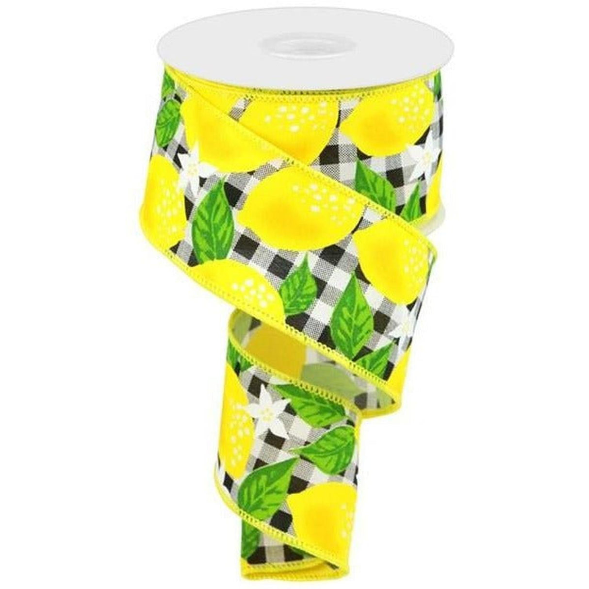 2.5" Lemon Check on Royal Ribbon: Black & White (10 Yards)