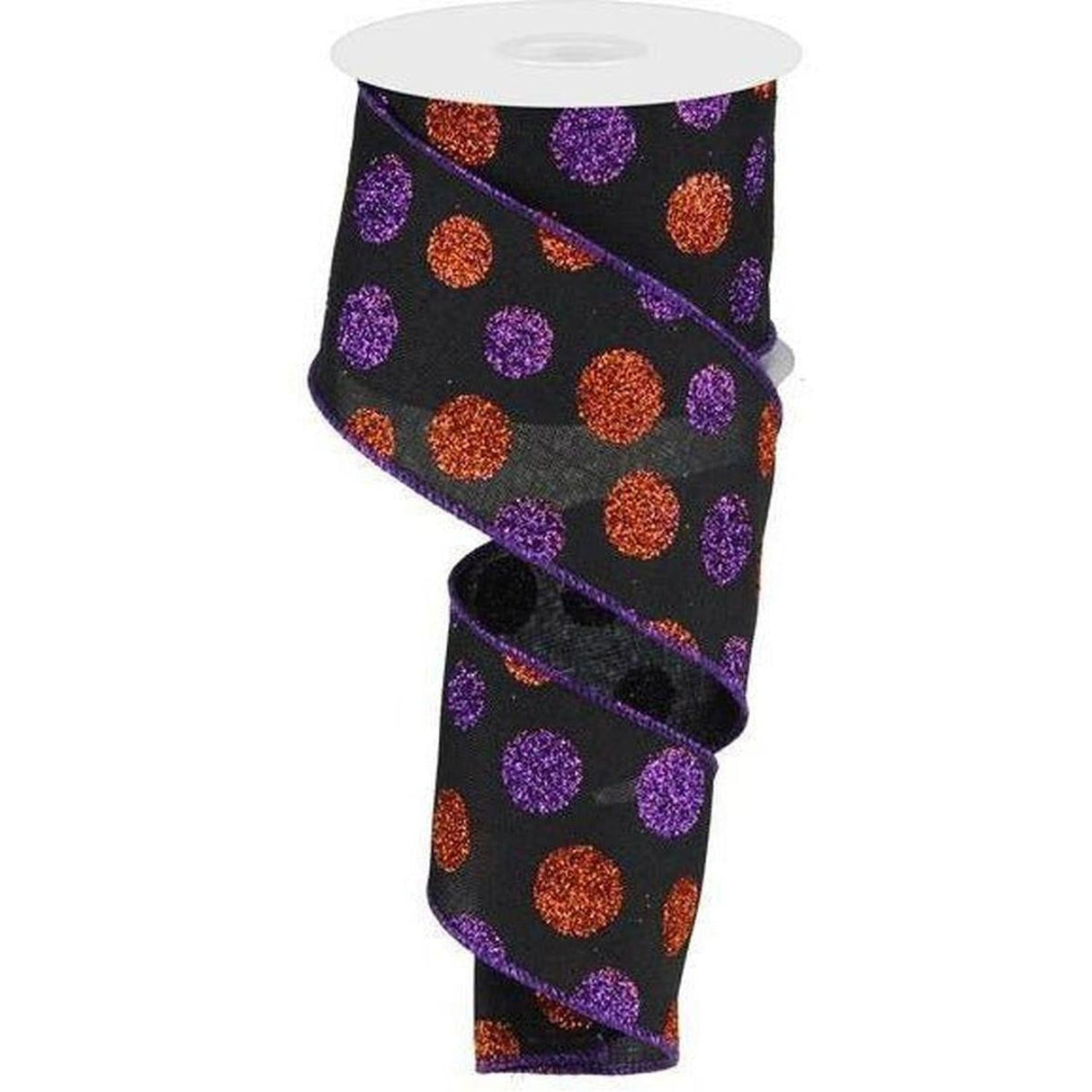 2.5" Multi Glitter Dots: Black, Purple and Orange (10 Yards)