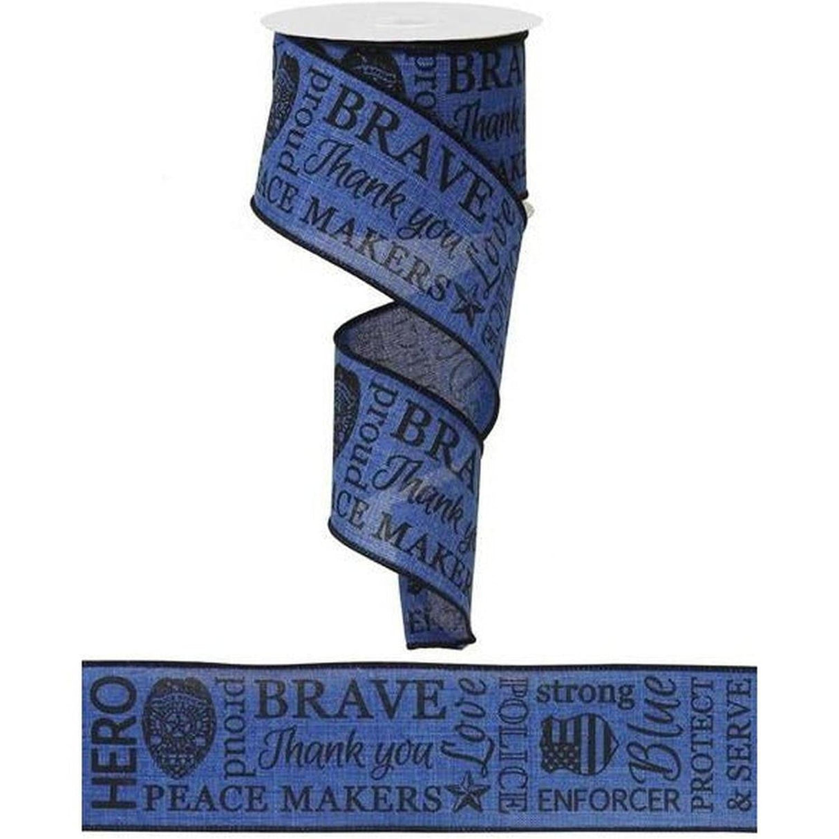 2.5" Police Support Ribbon: Black & Royal Blue (10 Yards)