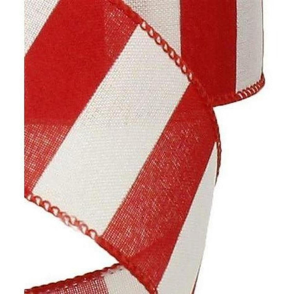 2.5" Royal Canvas Wide Stripe Ribbon: Red & White (10 Yards)