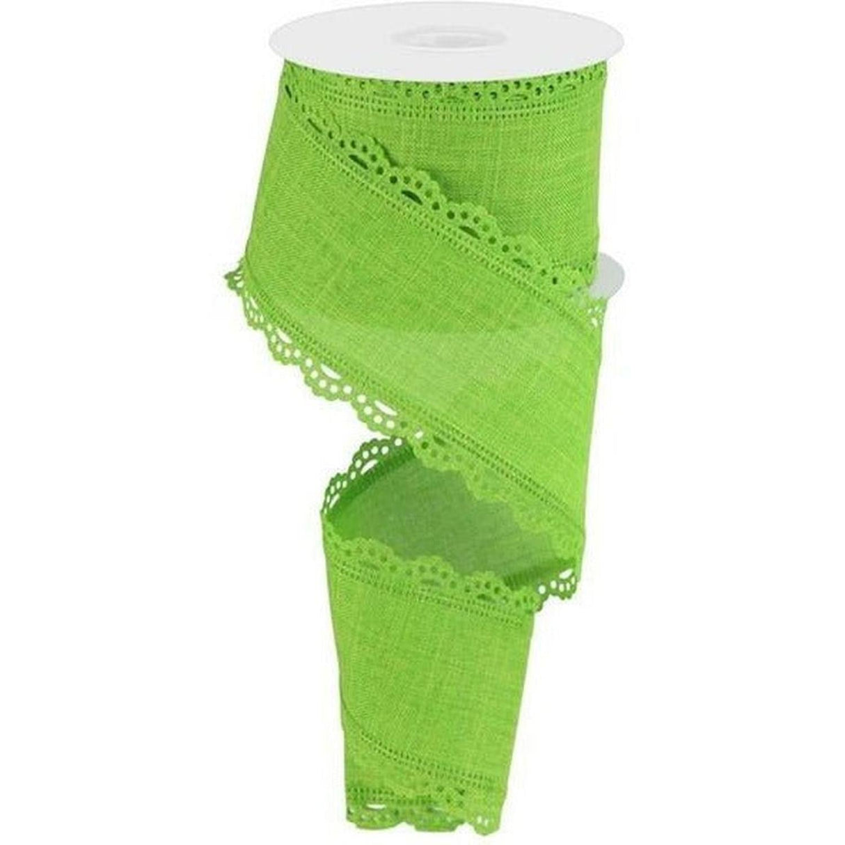 2.5" Scalloped Edge Ribbon: Fresh Green (10 Yards)