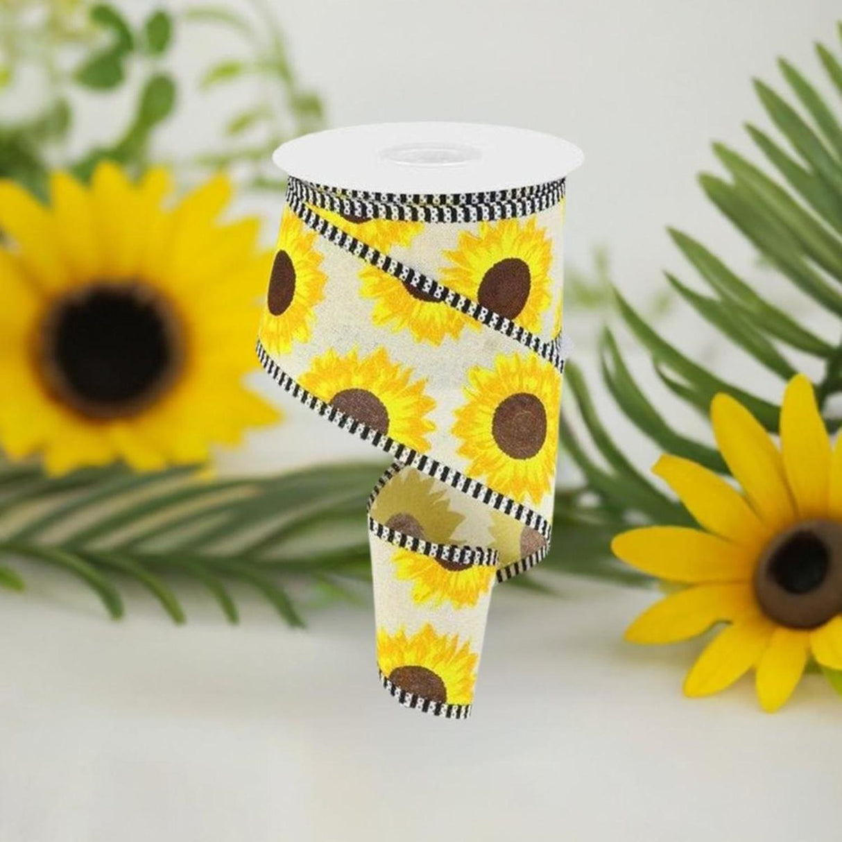 2.5" Sunflower Thin Stripe Ribbon: Cream (10 Yards)