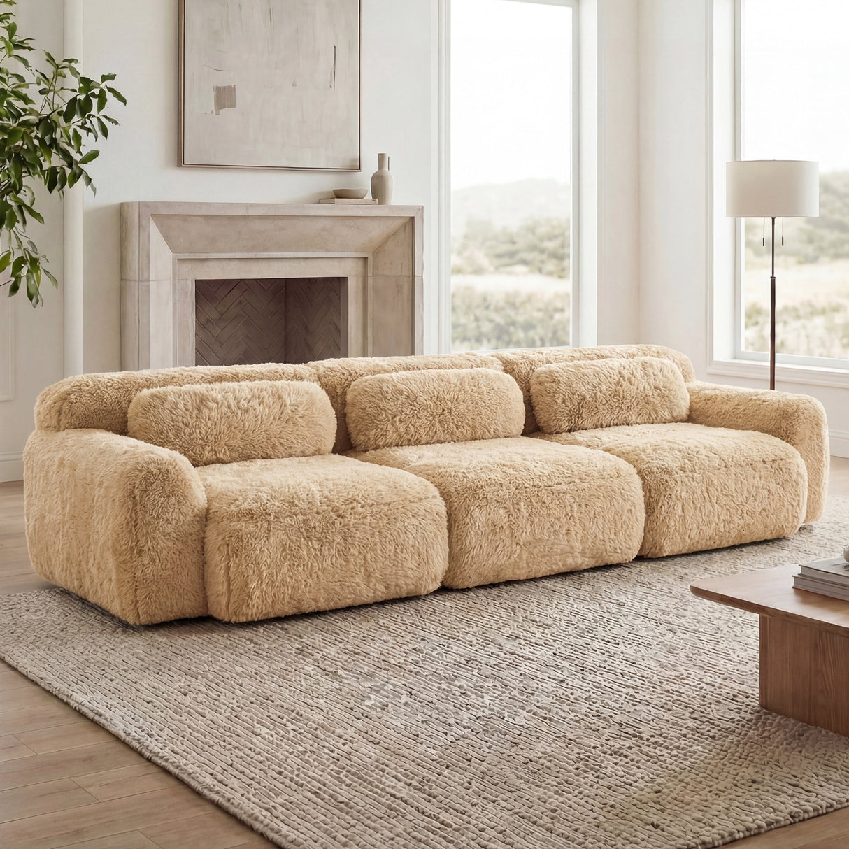 114'' Soft And Fluffy Modular Sectional Sofa