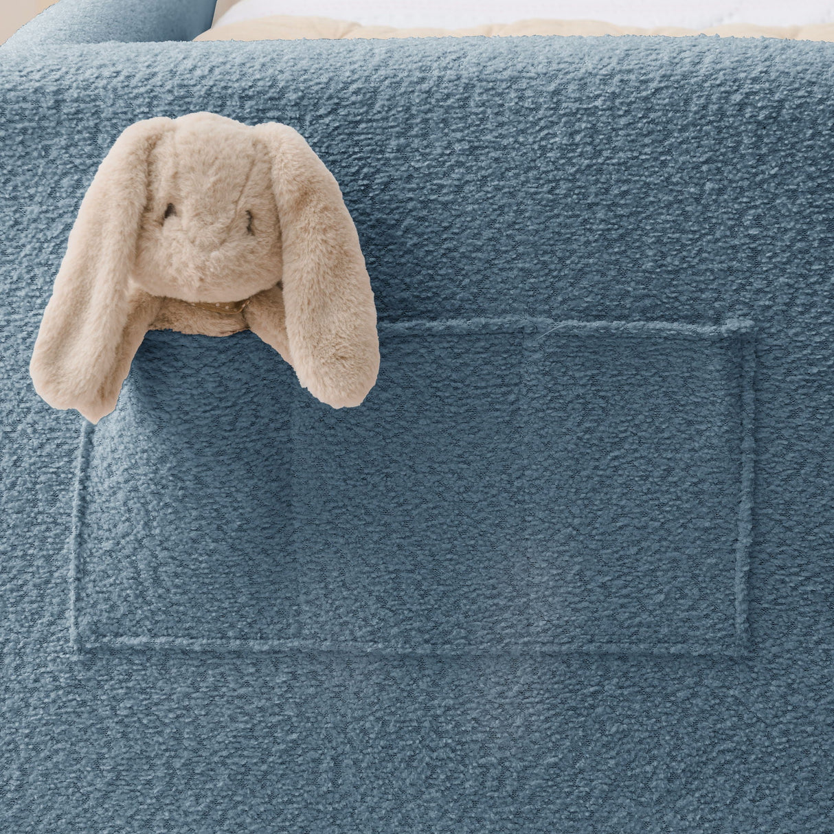 Cute Rabbit Ear Upholstered Platform Bed Frame With Safety Rail