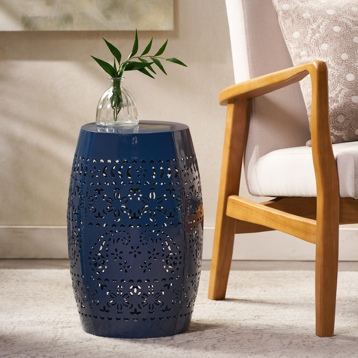 Ruby Side Table Lace Cut Metal End Table for Outdoor & Indoor Use