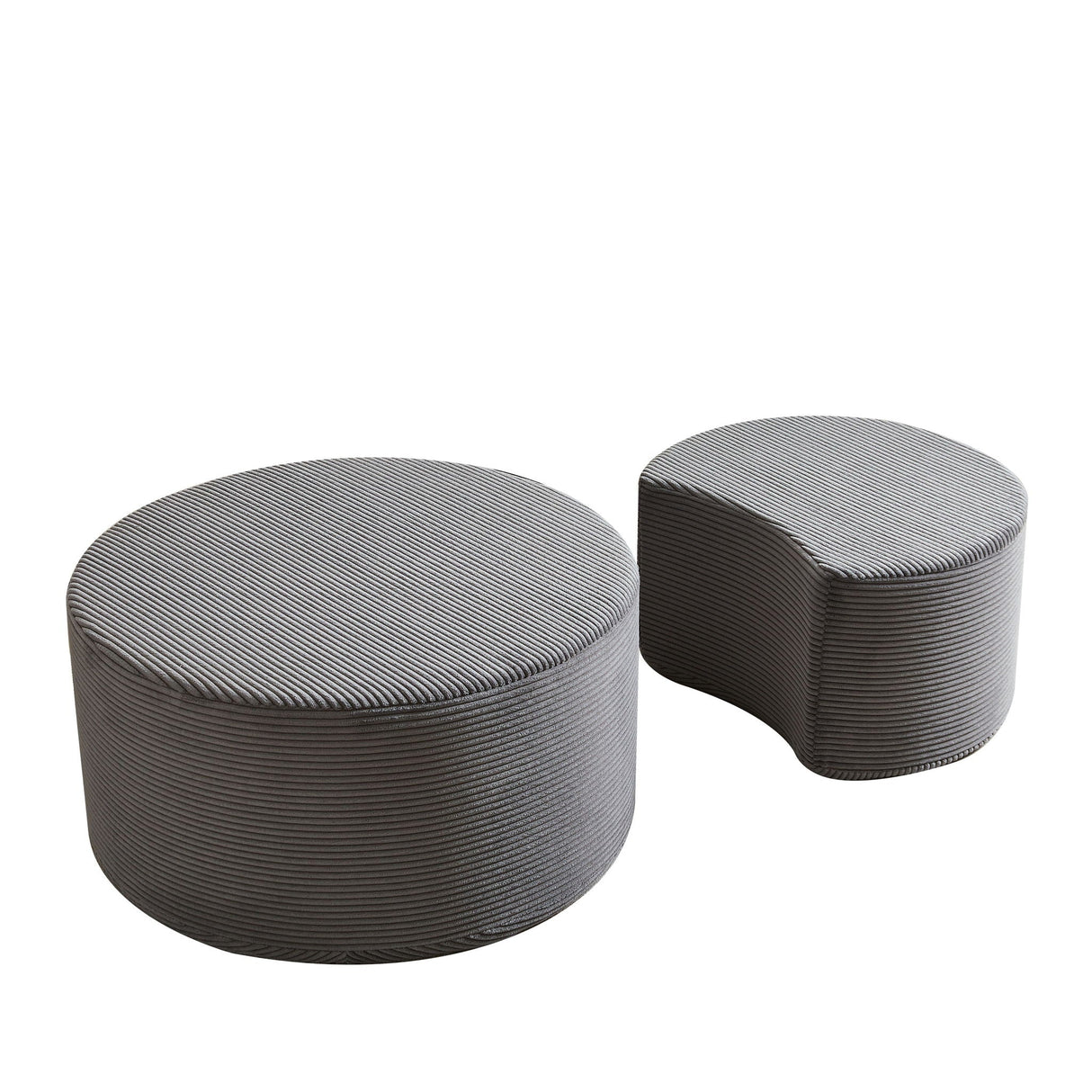 Modern Upholstered Round Coffee Table For Living Room (Set of 2)