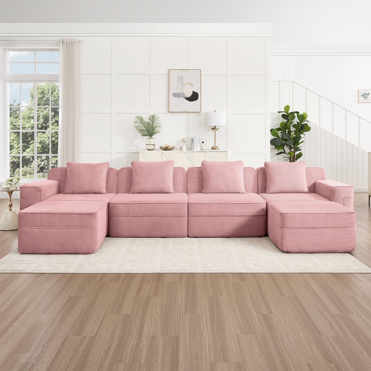 Modular 4 Seat U Shape Sectional Boneless Sofa