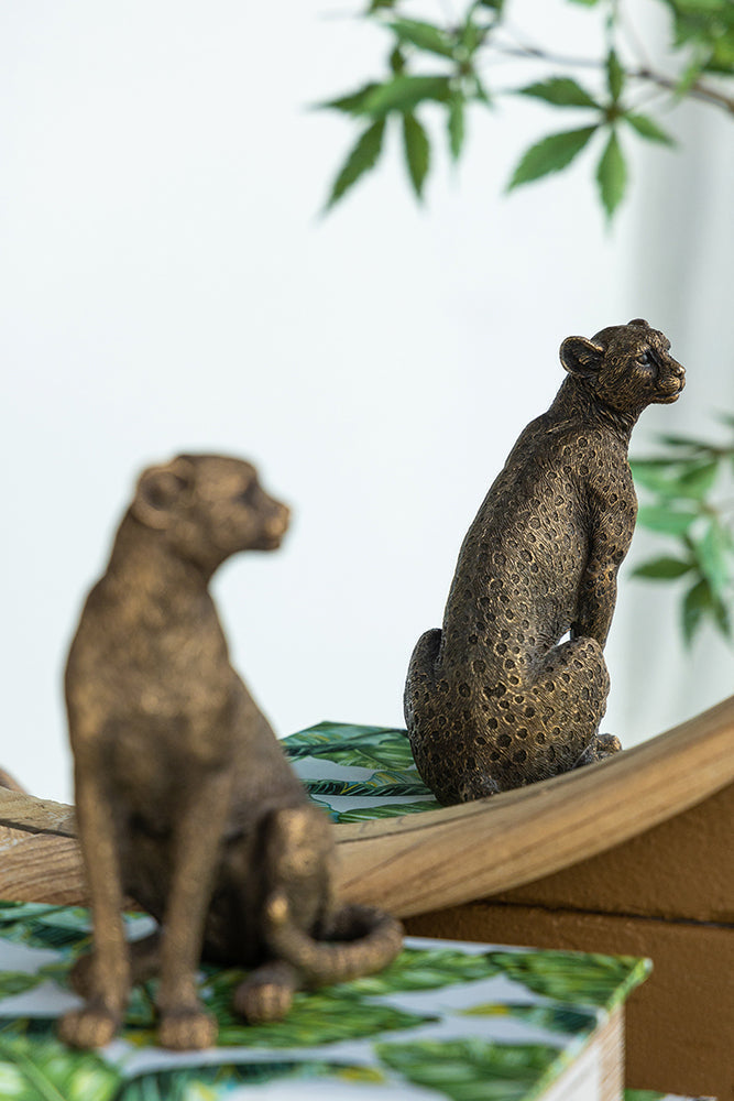 Copper Panther Animal Statue Decor