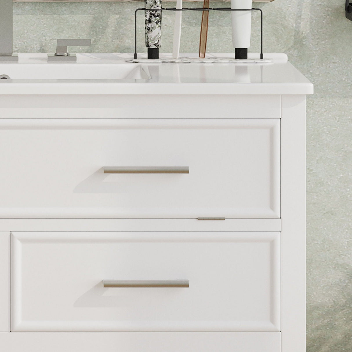 Bathroom Vanity With Ceramic Sink, Tip Out Tray & 2 Full Extension Drawers