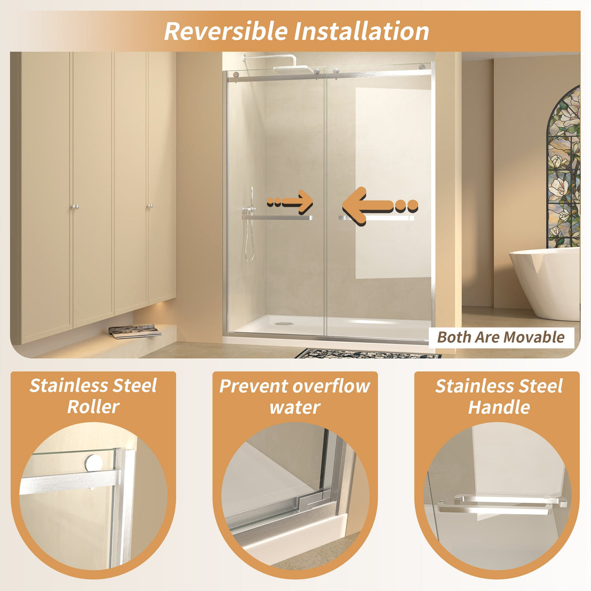 56-60 in.W x 76 in.H Semi-Frameless Sliding Shower Door