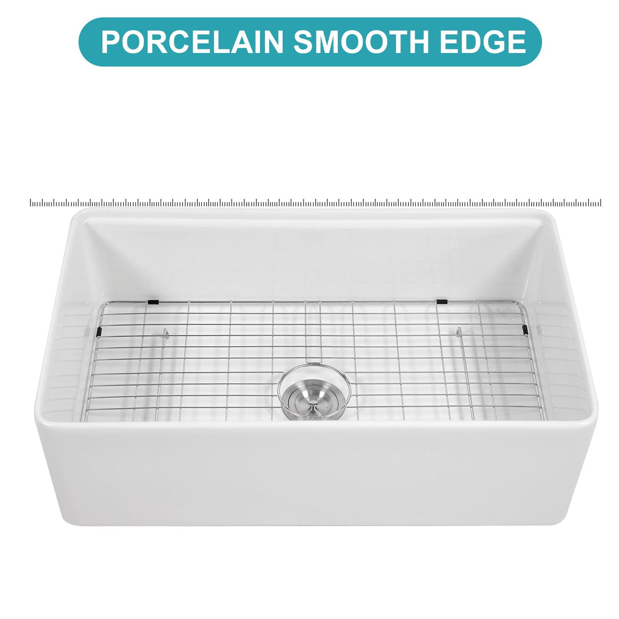 Kitchen Sink Workstation 33" Single Bowl Sink With Work Surface - White