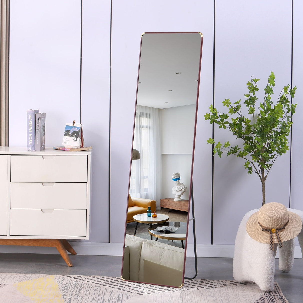 4Th Generation Floor Standing Full Length Mirror Wall Mounted Glass - Transparent