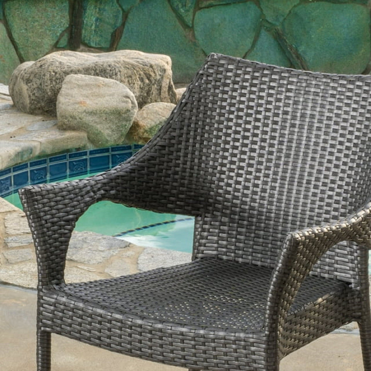 Mirage Grey PE Wicker Stacking Armchair, 4 Pieces