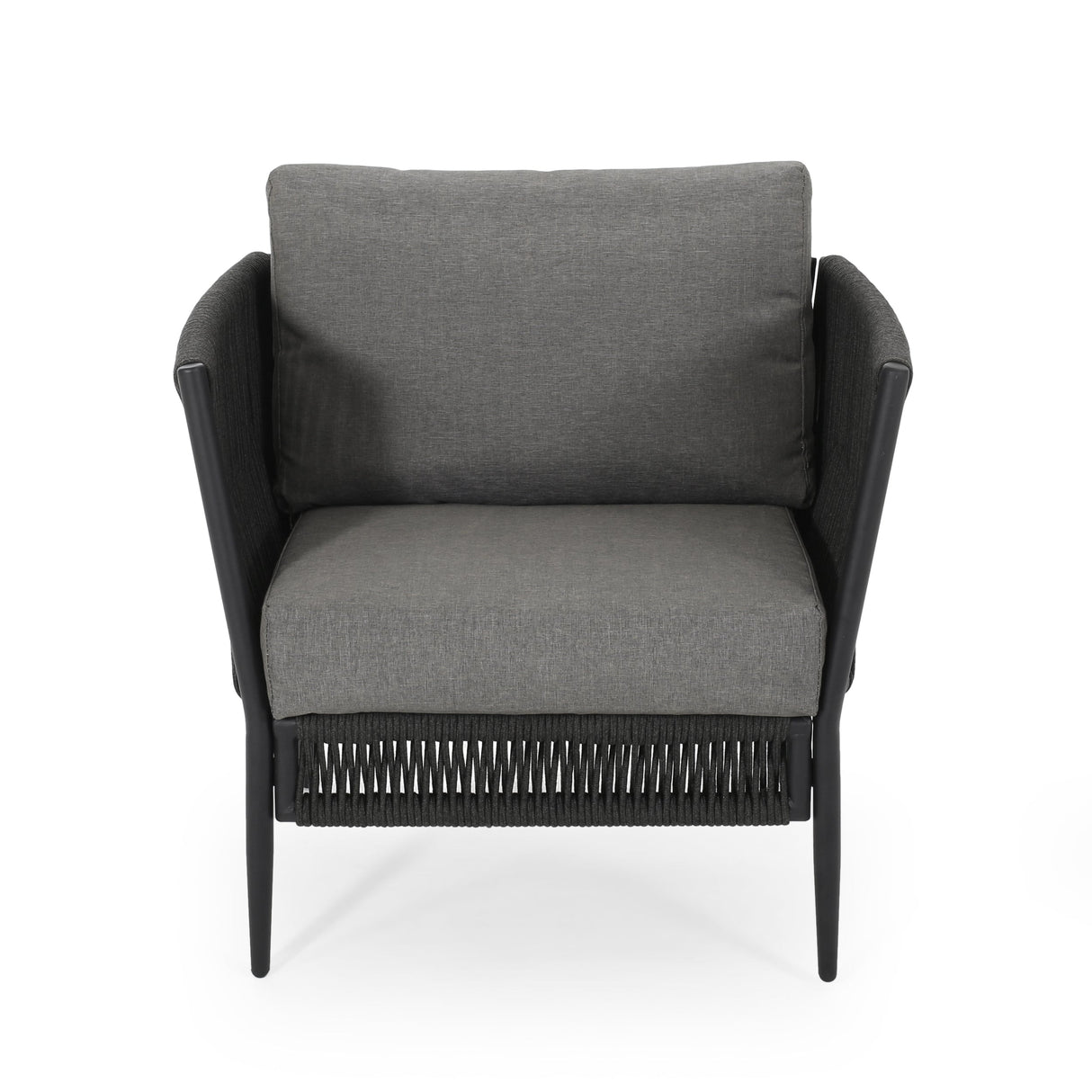 Hanford Modern Club Chair with Woven Rope Design in Grey