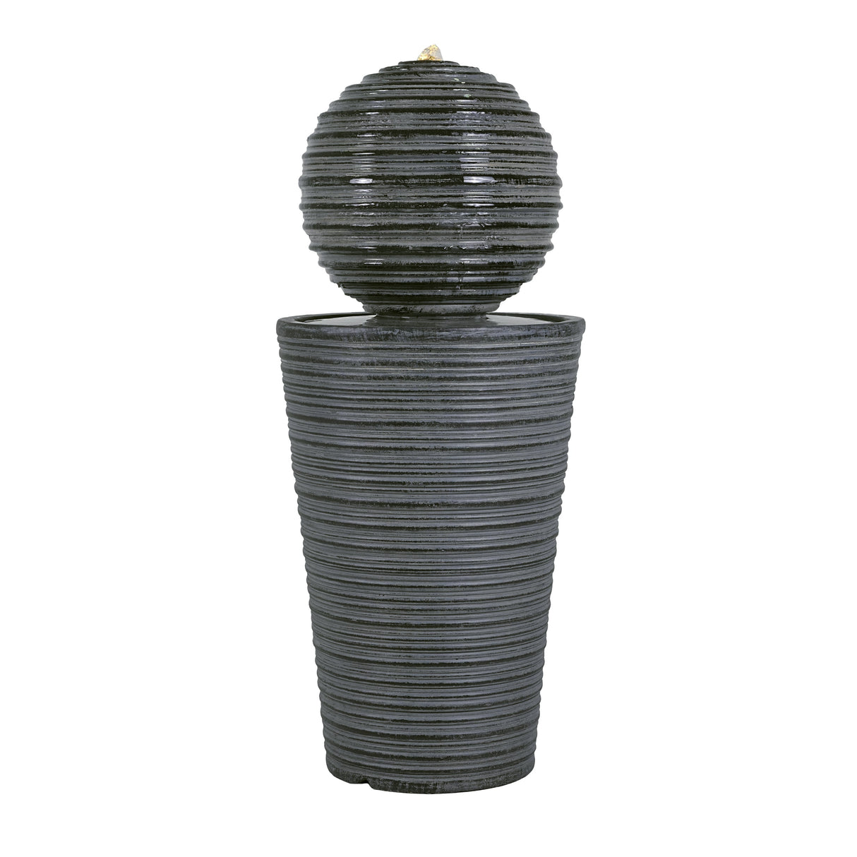 31.5' Tall Striped Concrete Column Fountain with LED Light - Gray Concrete Design