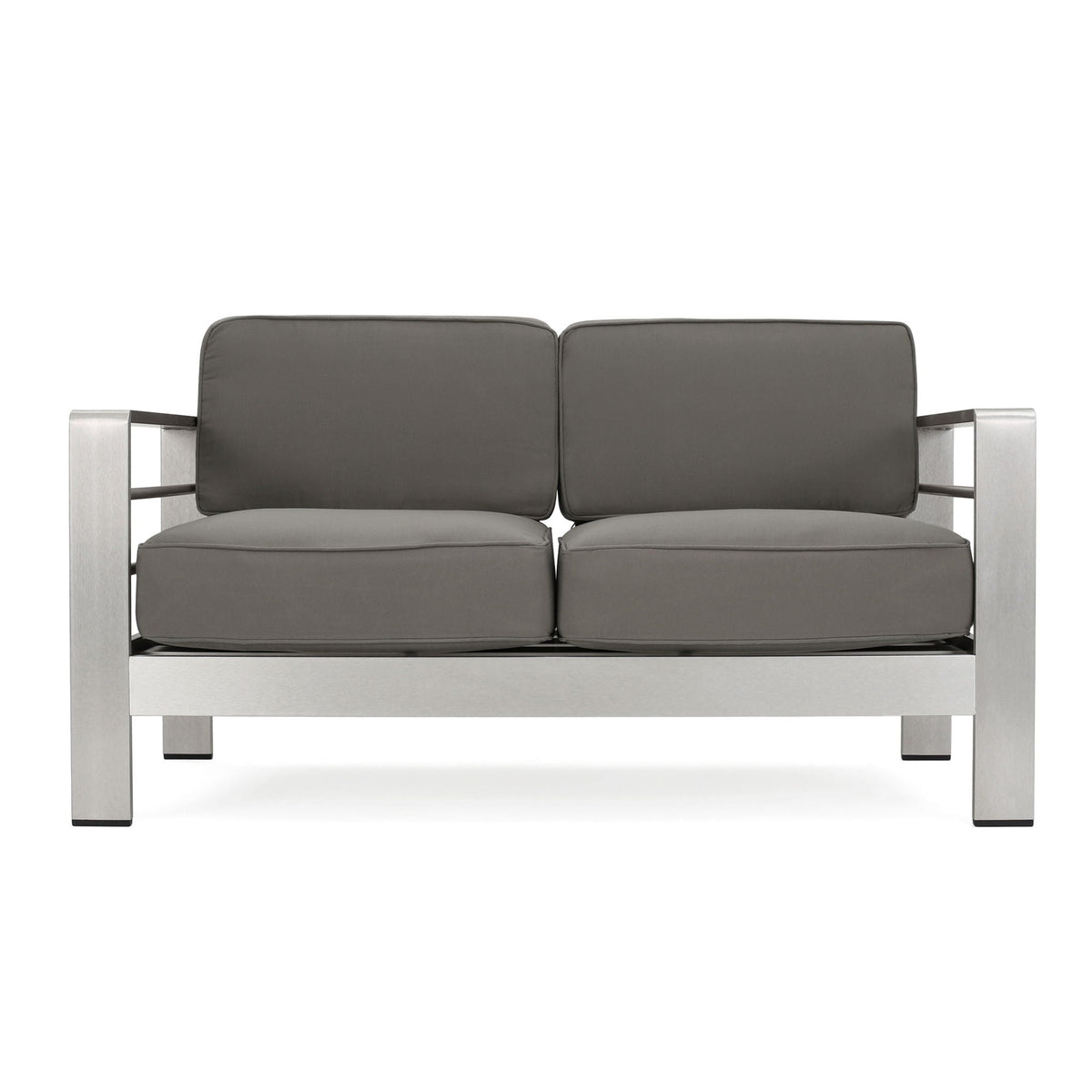 Outdoor Aluminum Loveseat with Plush Cushions - Gray