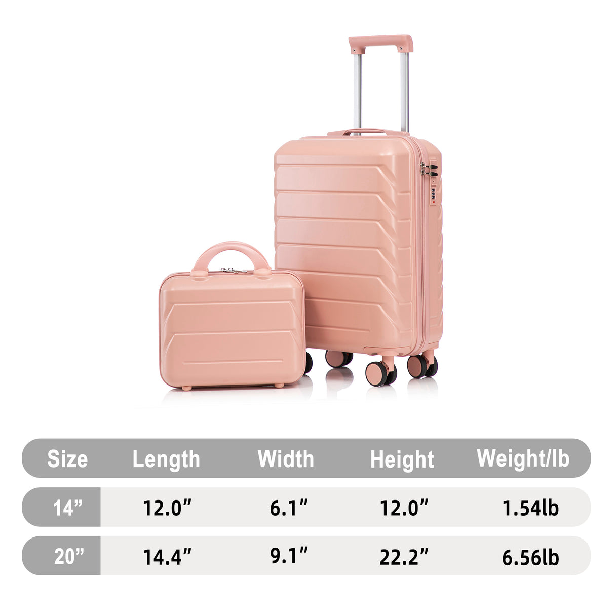 2-Piece ABS Spinner Wheel Luggage Set with Combination Lock