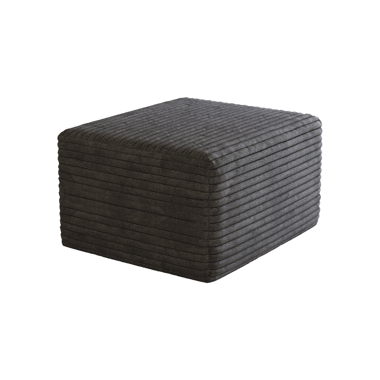 Sofa Ottoman - No Assembly Required - Dark Grey Plush Corduroy Fabric